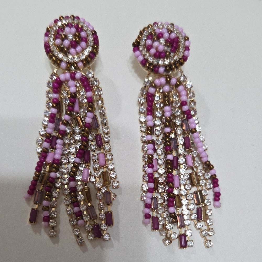 White House Black Market Pink and Gold Beaded Earrings